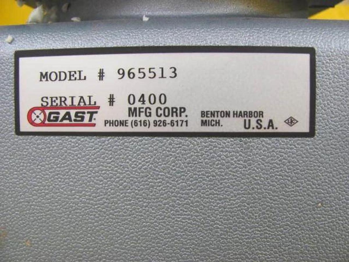 Used Gast Manufacturing 965513 Rocking Piston Air Compressor Working Surplus
