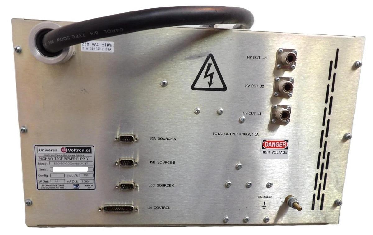 Used Universal Voltronics ERC-10-1000N-STD-J37 High Voltage Power Supply Working