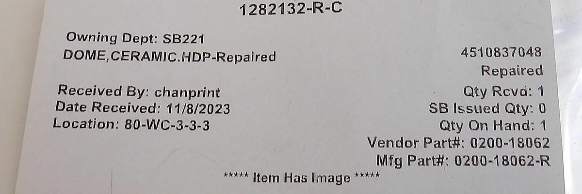Refurbished AMAT Applied Materials 0200-18062 HDP-CVD Ceramic Chamber Dome Refurbished