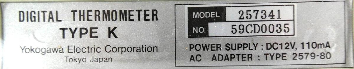 Used Yokogawa Electric Corporation 257341 Digital Thermometer Type K New Surplus