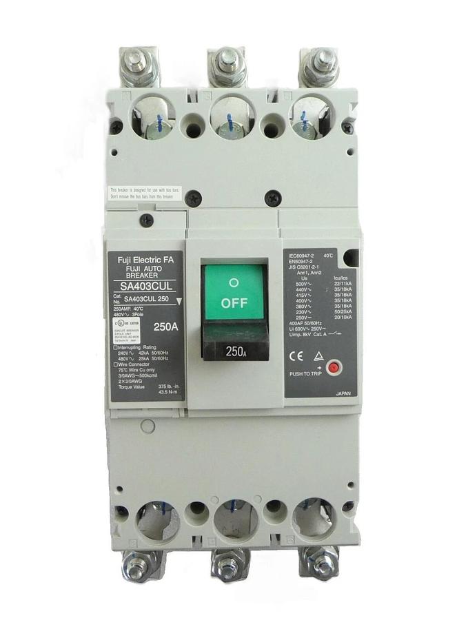 Used Fuji Electric FA SA403CUL 250A Industrial Auto Breaker Working Surplus