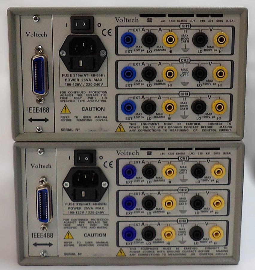 Used Voltech PM300 Three Phase Power Analyzer w/100-012/25 Lot of 2 Untested Surplus
