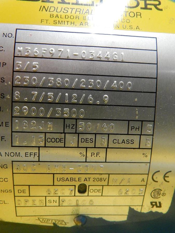 Used Baldor M36F971-0344G1 Industrial Motor Burks 350GA7-1-1-4ME5.44SP Used Working