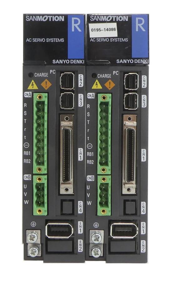 Used Sanyo Denki RS2A01A0AA0 AC Servo Drive SANMOTION R AMAT 0195-14086 Lot of 2