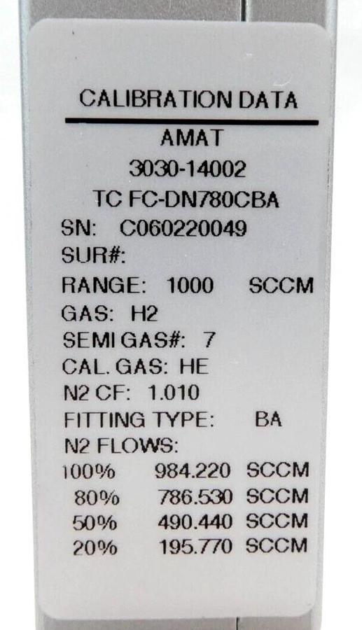 Used Aera FC-DN780CBA Mass Flow Controller MFC 1000 SCCM H2 Lot of 10 Working
