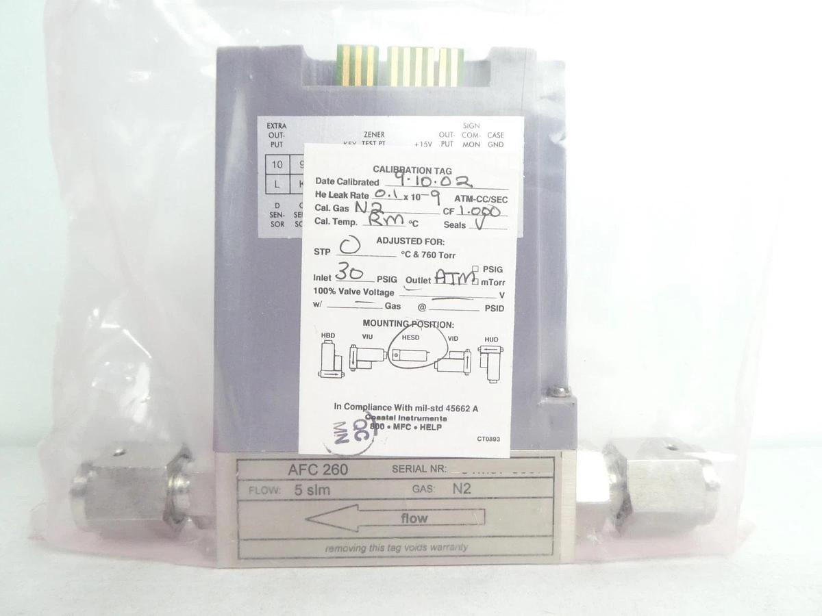 Qualiflow AFC 260 Mass Flow Controller MFC AFC-260 5 SLM N2 New Surplus