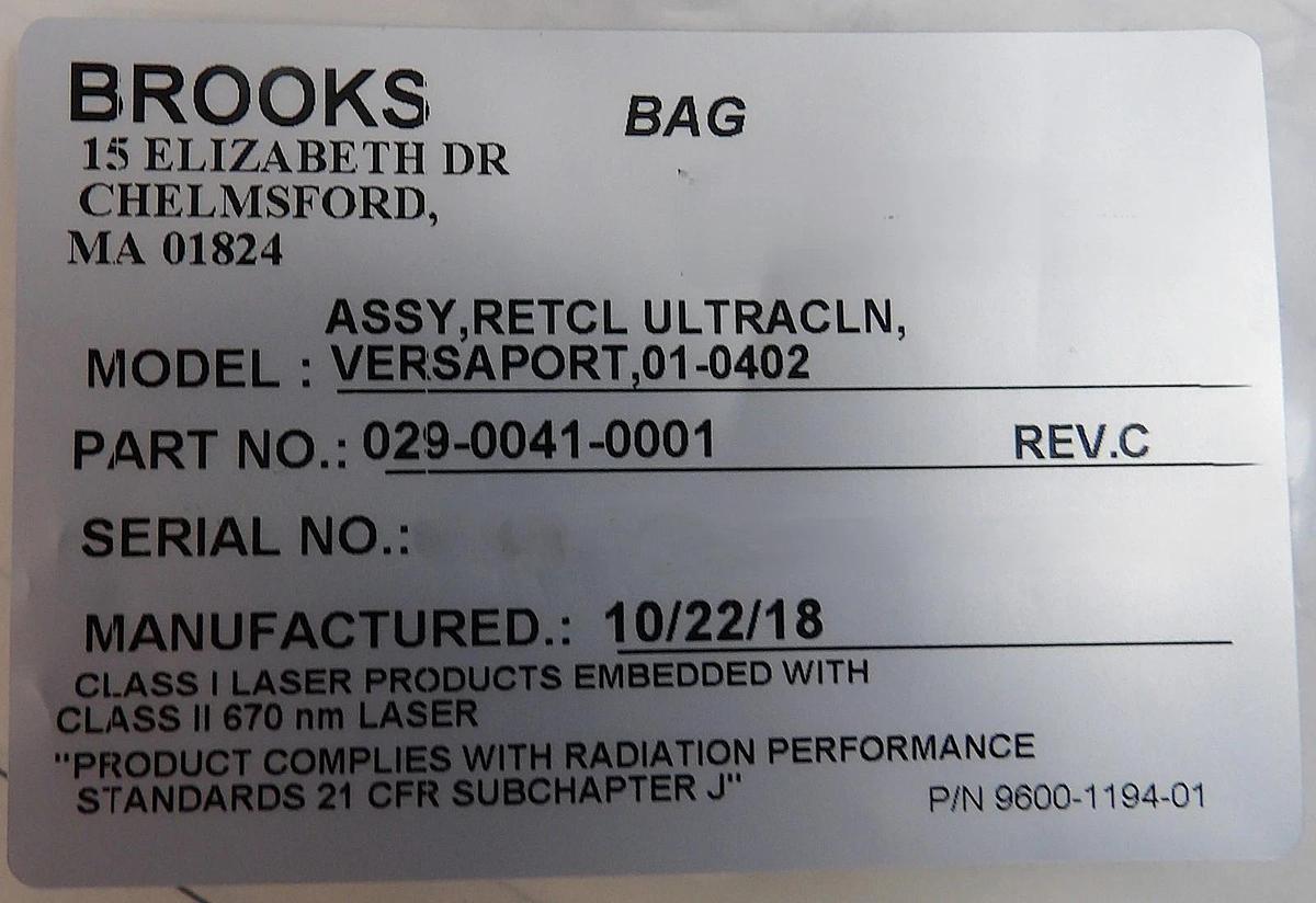 Brooks Automation 029-0041-0001 Reticle Ultraclean VersaPort 2200 01-0402 New
