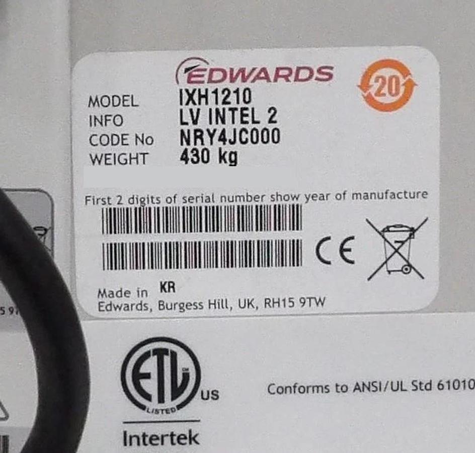 Refurbished iXH 1210 Edwards NRY4JC000XS Vacuum Pump IXH1210 208V Manufacturer Refurbished