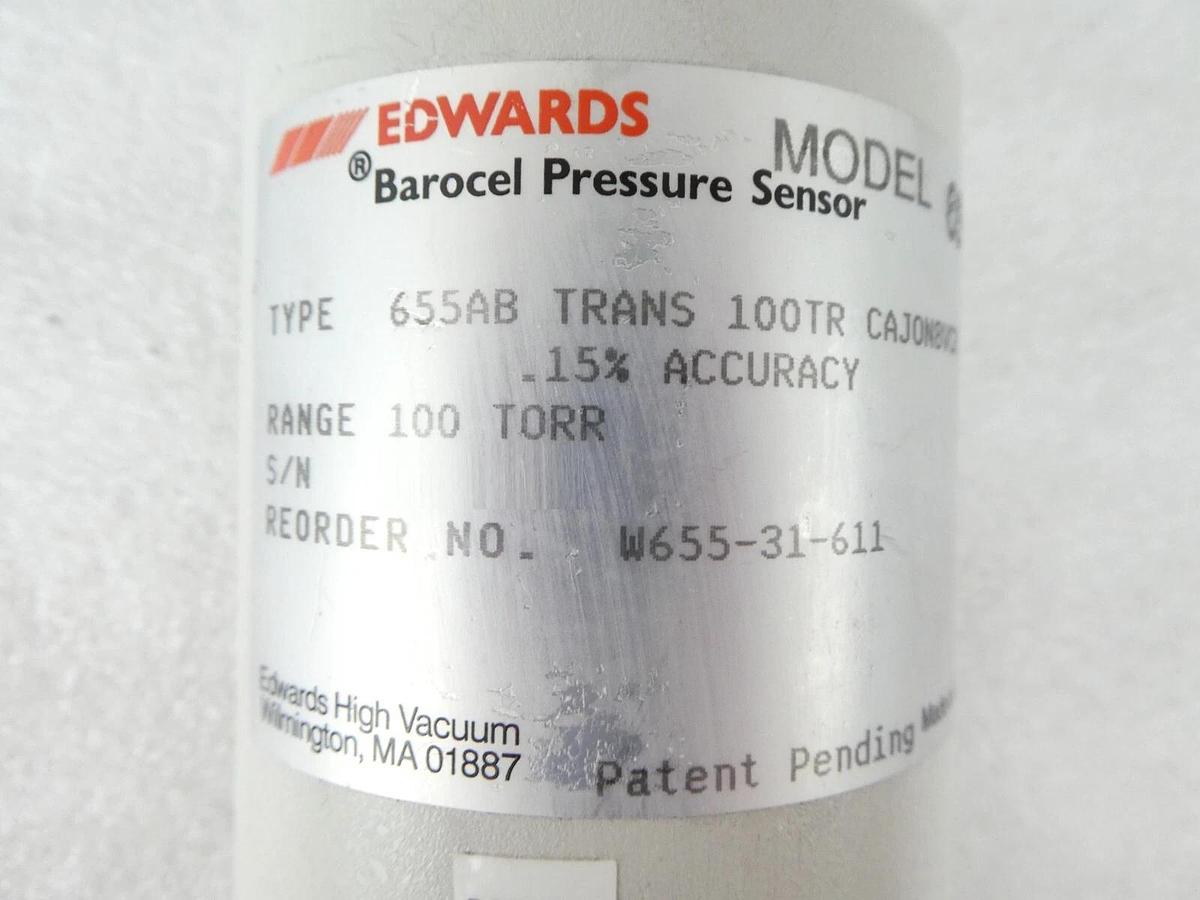 Used Edwards W655-31-611 Barocel Pressure Sensor 100 Torr Tested Working Surplus