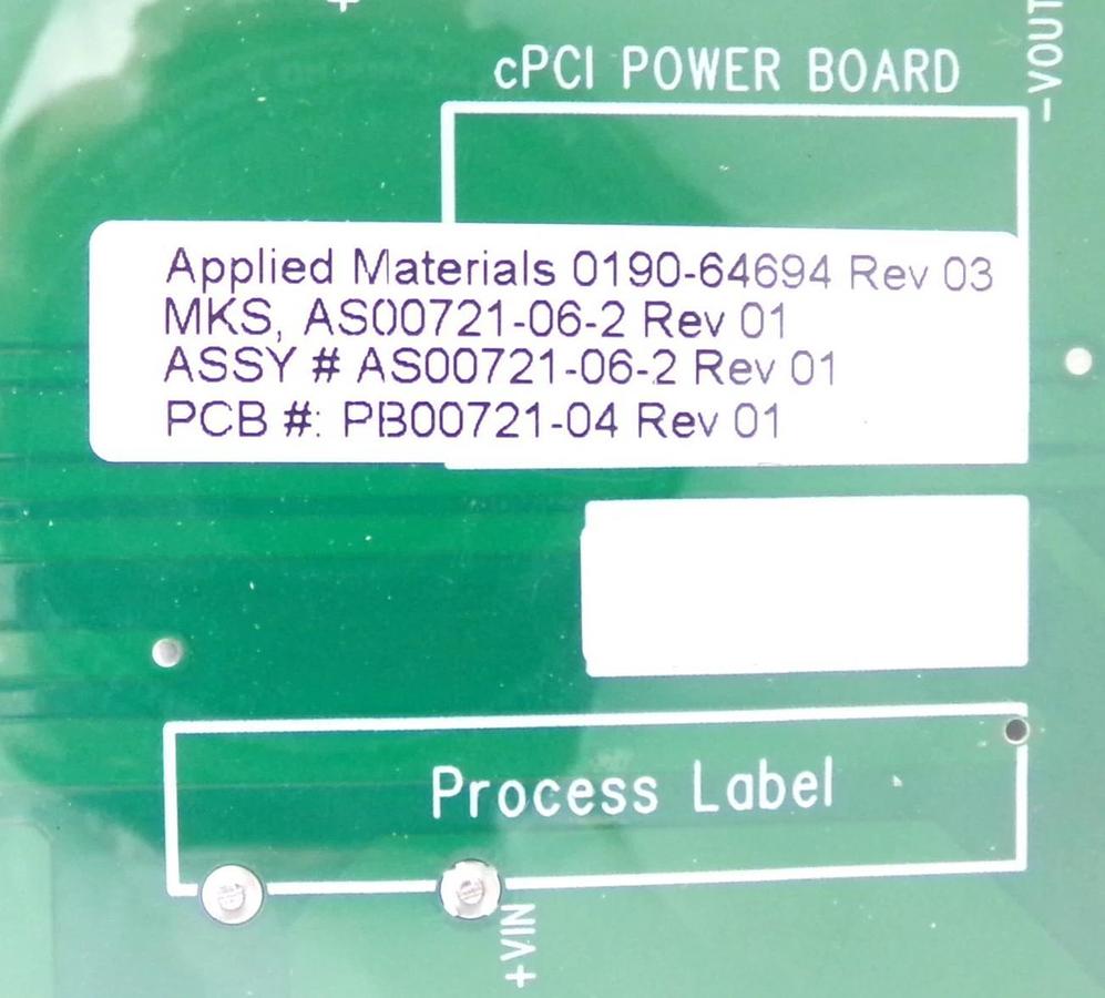 Used MKS Instruments AS00721-06-2 PCB Card cPCI PWRS-0721 AMAT 0190-64694 Lot of 3