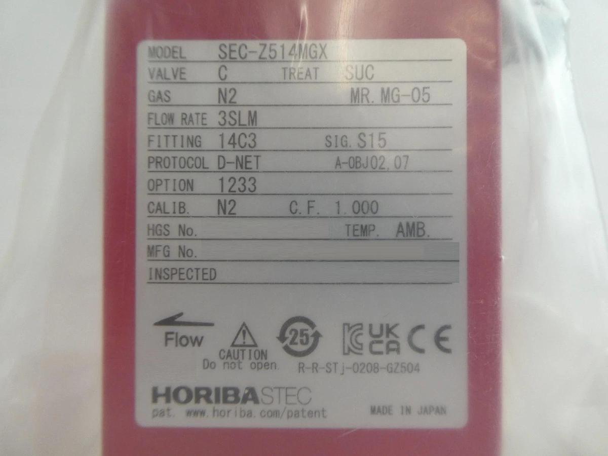 Horiba STEC SEC-Z514MGX Mass Flow Controller MFC Z500 3 SLM N2 New Surplus
