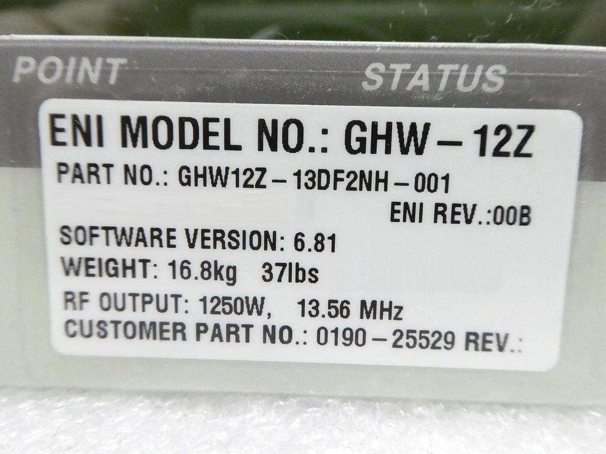 Used GHW-12Z Genesis ENI GHW12Z-13DF2NH-001 RF Generator AMAT 0190-25529 Tested As-Is