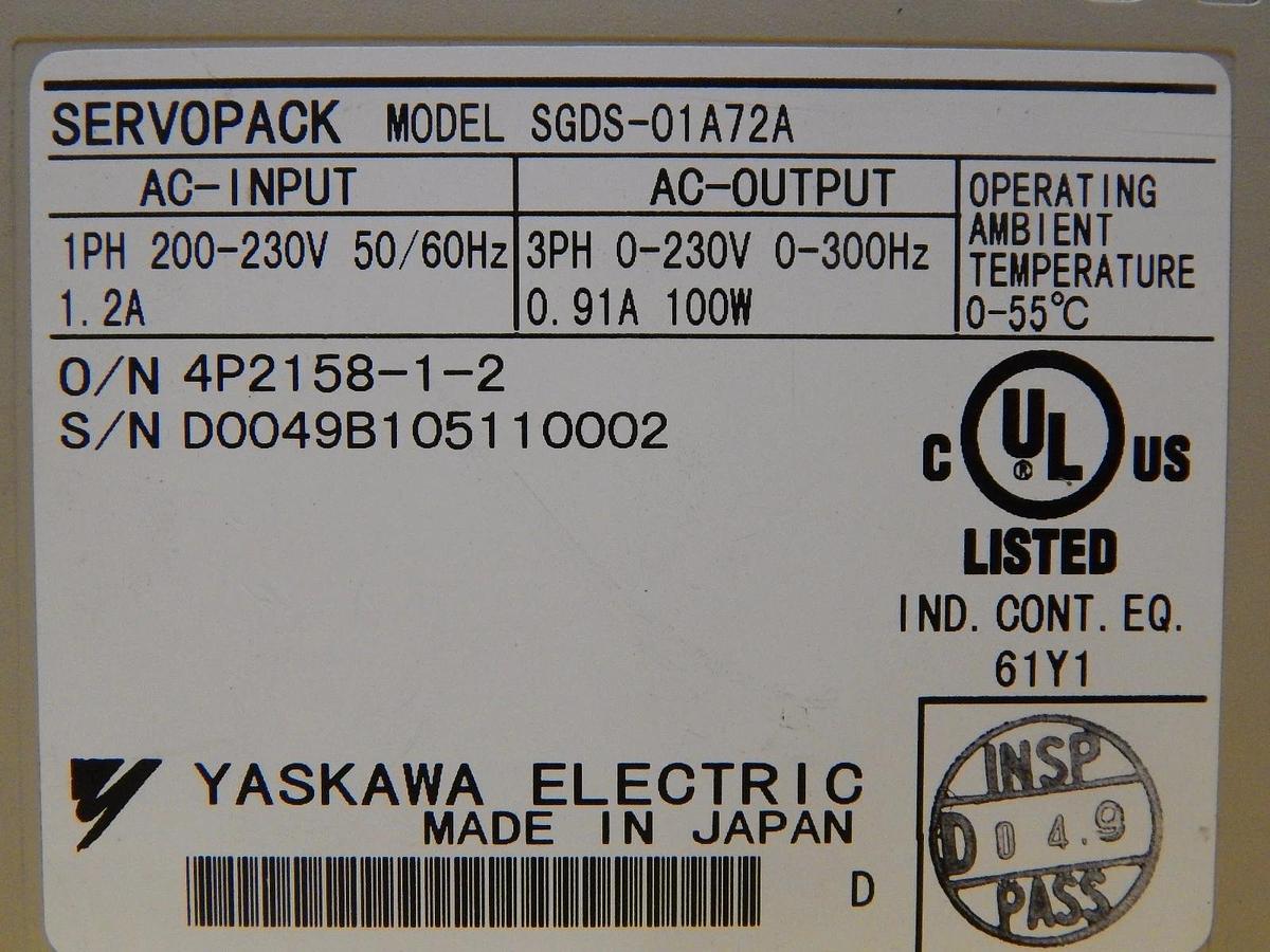 Used Yaskawa SGDS-01A72A Servo Drive SGDS SERVOPACK 200V Used Working
