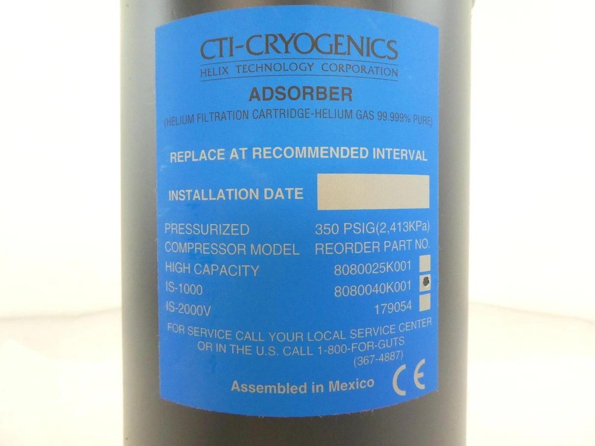 CTI-Cryogenics 8080040K001 Adsorber Helium Filtration Cartridge IS-1000 New
