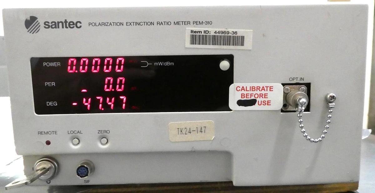 Used Santec Corporation PEM-310 Polarization Extinction Ratio Meter Working Surplus