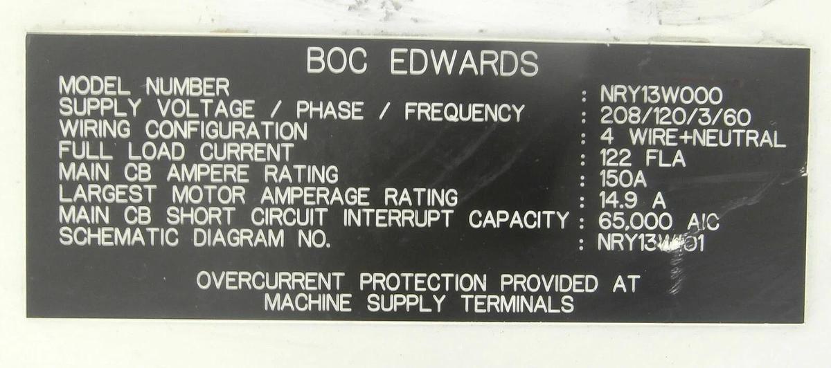 Used Edwards NRY13W000 Electrical Cabinet Vacuum 4-Pump Rack No Copper Working Spare