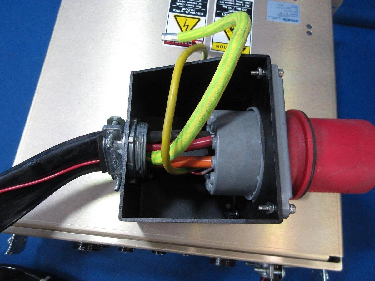 Used Axcelis 595731 Module Power Distribution 5125B6W Pin & Sleeve Inlet & Cable Used