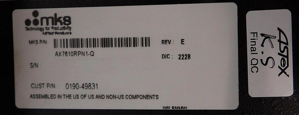MKS Instruments AX7610RPN1-Q Downstream Plasma Source ASTeX PS20001-A New