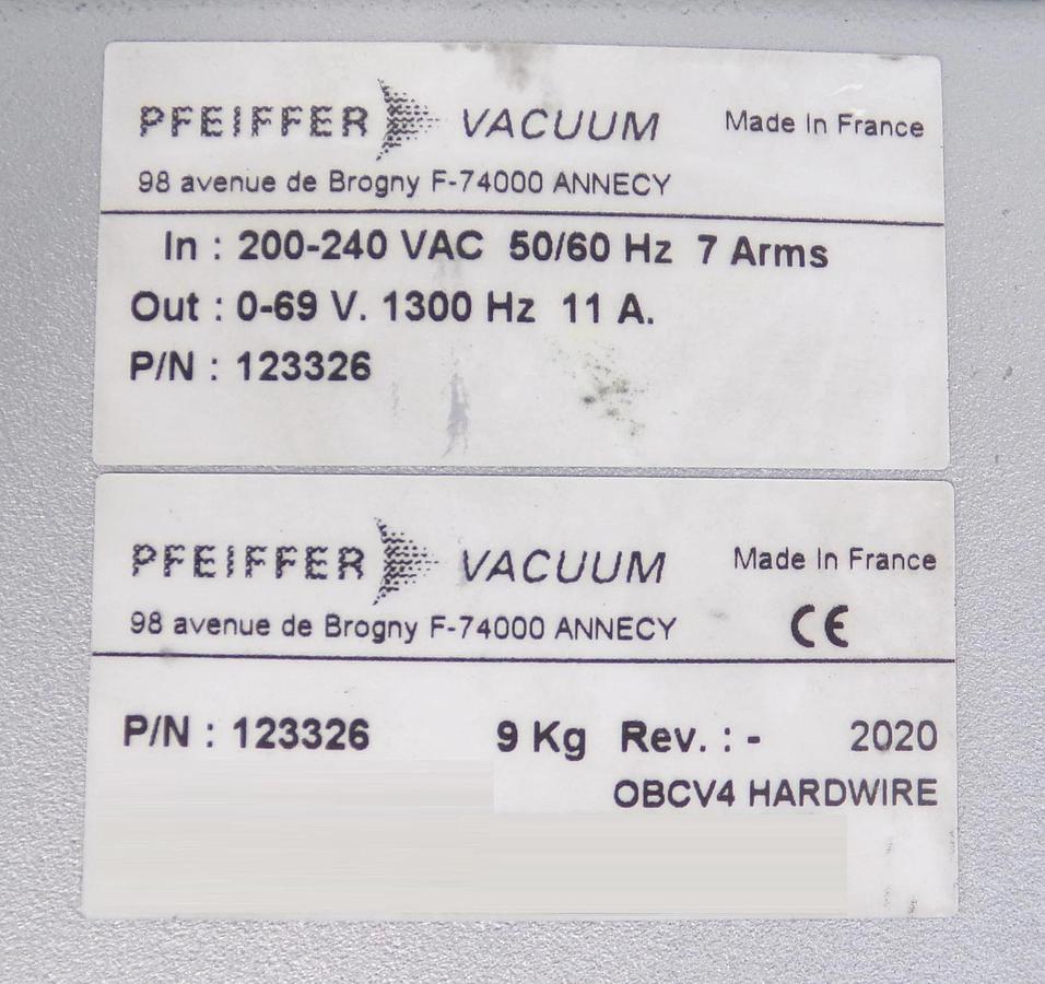 Used Pfeiffer 123326 Turbomolecular Pump Controller OBC V4 Turbo Working