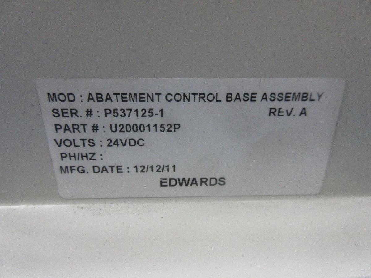 Used Edwards U20001152P Abatement Control Base Assembly NRY2QB101US GR-2-SN(S) used
