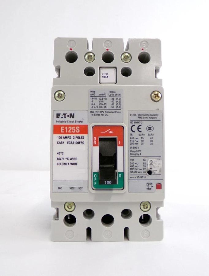 Used Eaton EGS3100FFG 3-Pole Industrial Circuit Breaker E125S Lot of 2 Working