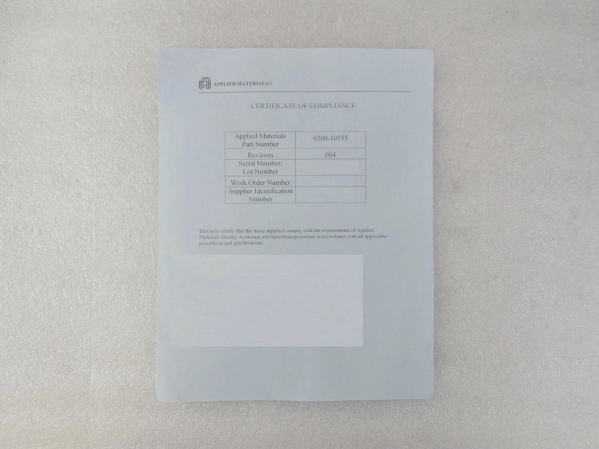 AMAT Applied Materials 0200-10555 Quartz Baseplate with Baffle New Surplus