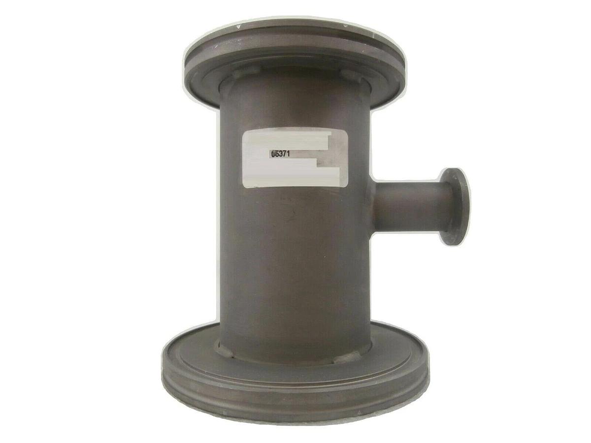 Used Edwards C5371 Straight Nipple Vacuum Adapter Tee ISO80 to ISO100 6" Working