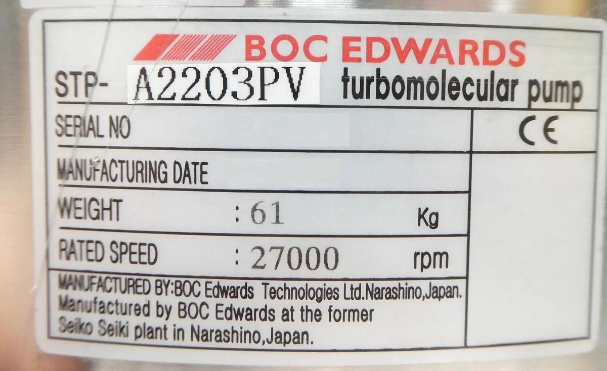 Used STP Edwards B750-04-250 Turbomolecular Pump STP-A2203PV Turbo Working Surplus