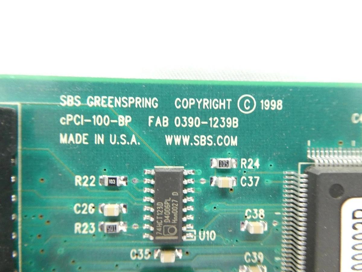 Used SBS cPCI-100-BP Single Industry Pack Carrier PCB Card Ver. 1.0 Rev. D Working