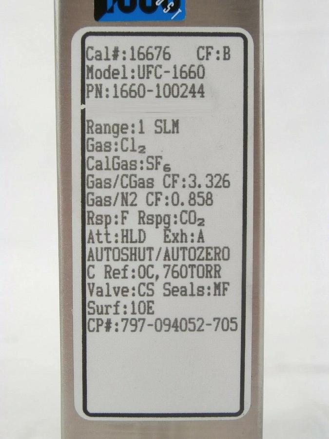 Used UNIT Instruments UFC-1660 Mass Flow Controller MFC 1 SLM CL2 Working Spare