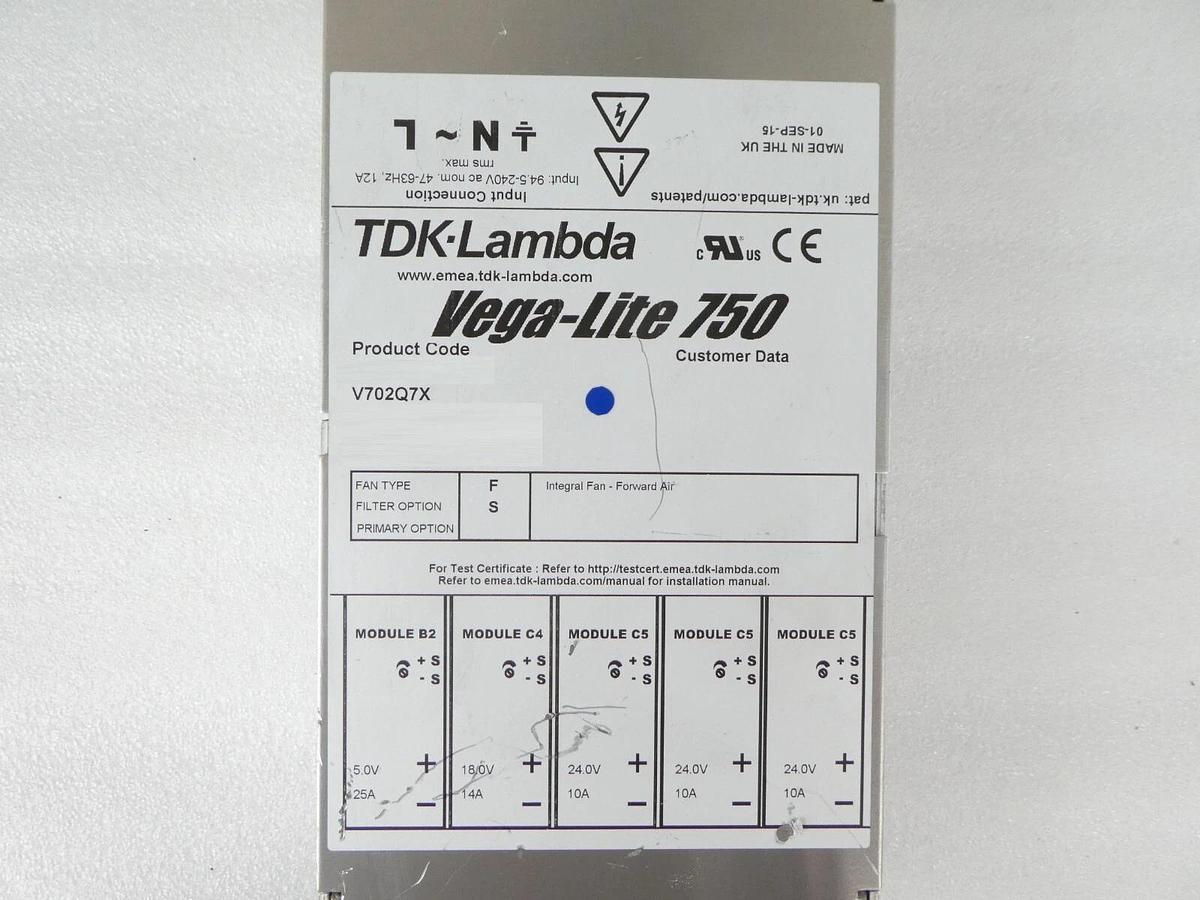 Used TDK-Lambda V702Q7X Power Supply Vega-Lite 750 Sciex 1010587 Working Surplus