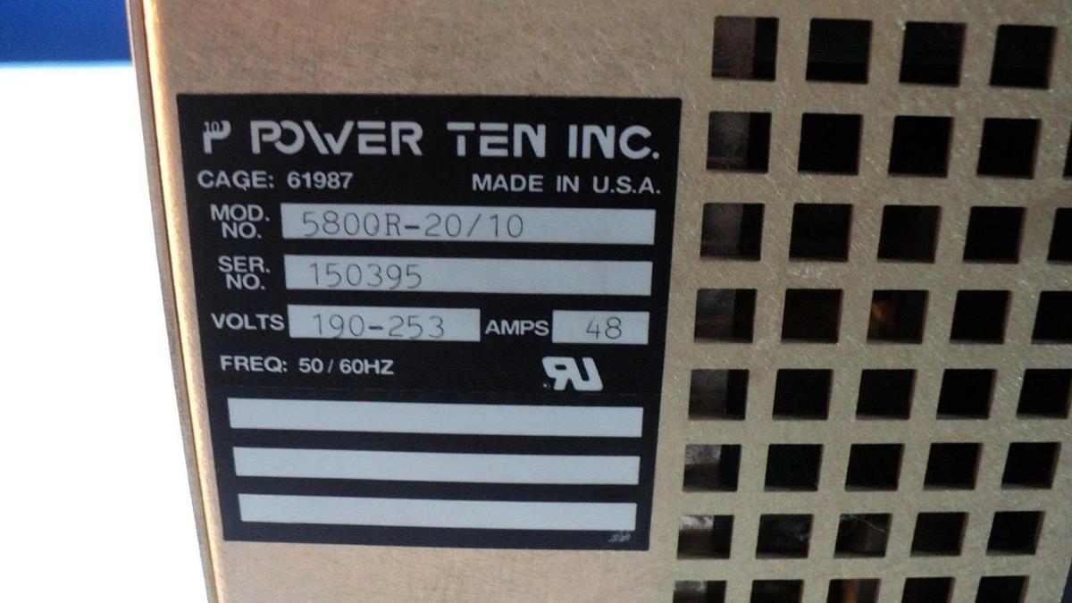 Used Power Ten 5800R-20/10 DC Dual Output Power Supply Working Surplus