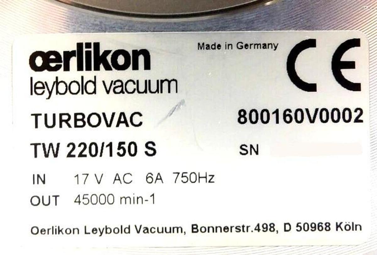 Used TURBOVAC TW 220/150 S Leybold 800160V0002 Turbomolecular Pump Untested Surplus