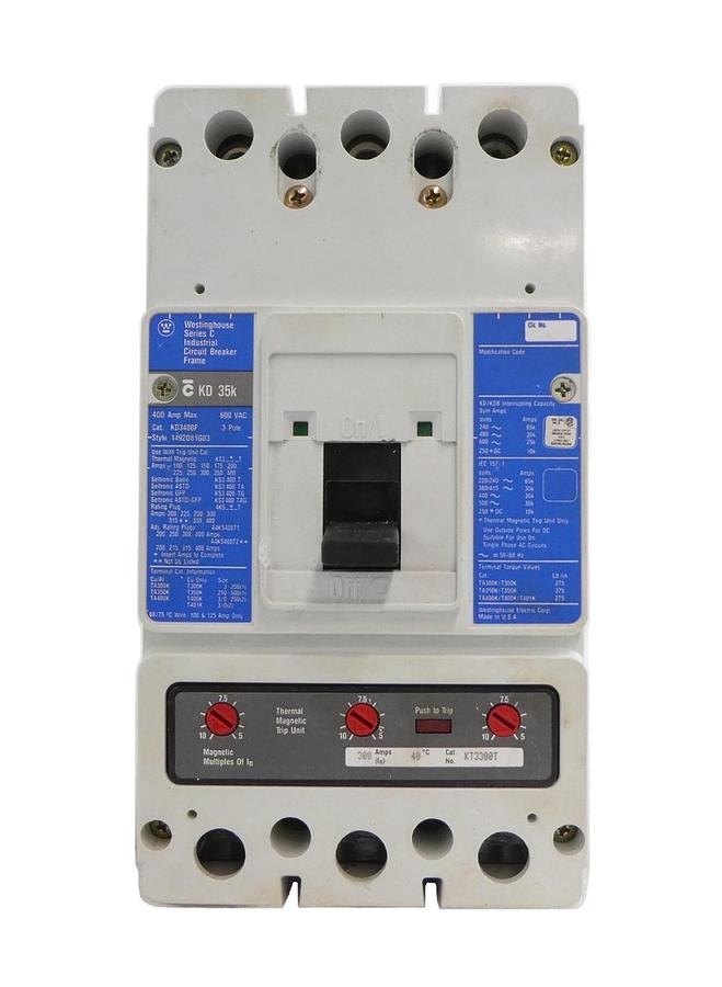 Used Westinghouse 1492D81G03 KD 35k 3-Pole Industrial Circuit Breaker KD3400F Working