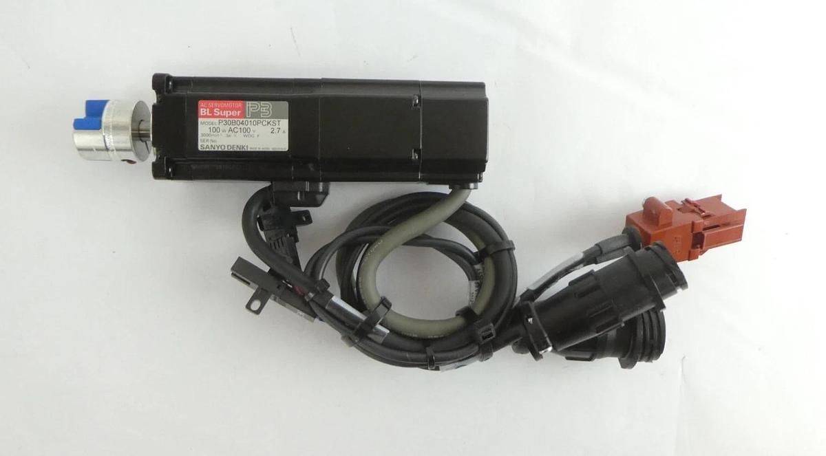 Used Sanyo Denki P30B04010PCKST AC Servo Motor BL Super P3 Lot of 2 Working Surplus