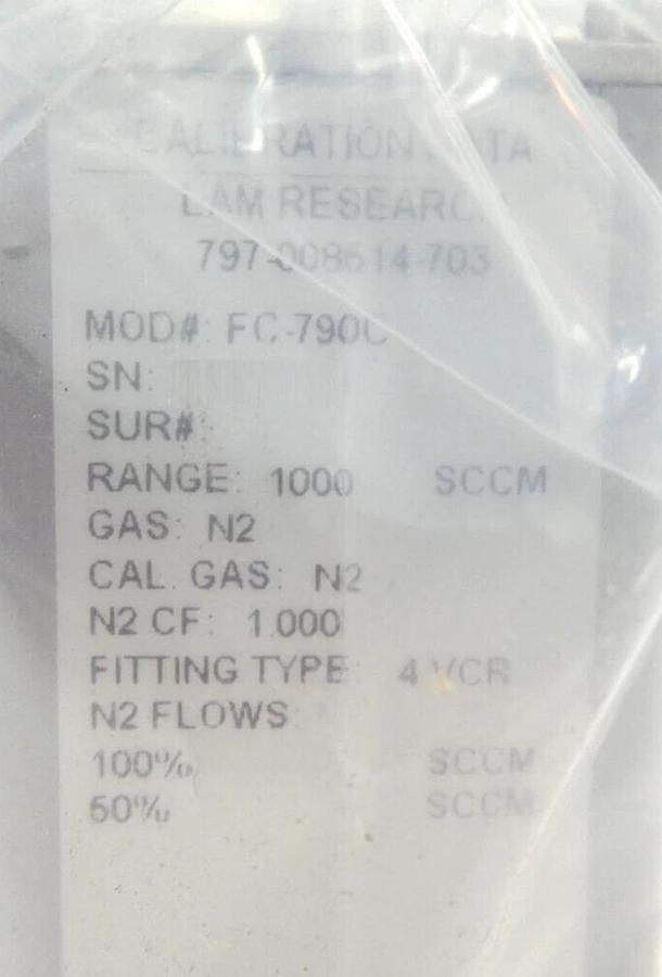 Aera FC-790C Mass Flow Controller MFC 1 SLM N2 Lam 797-008514-703 New Surplus