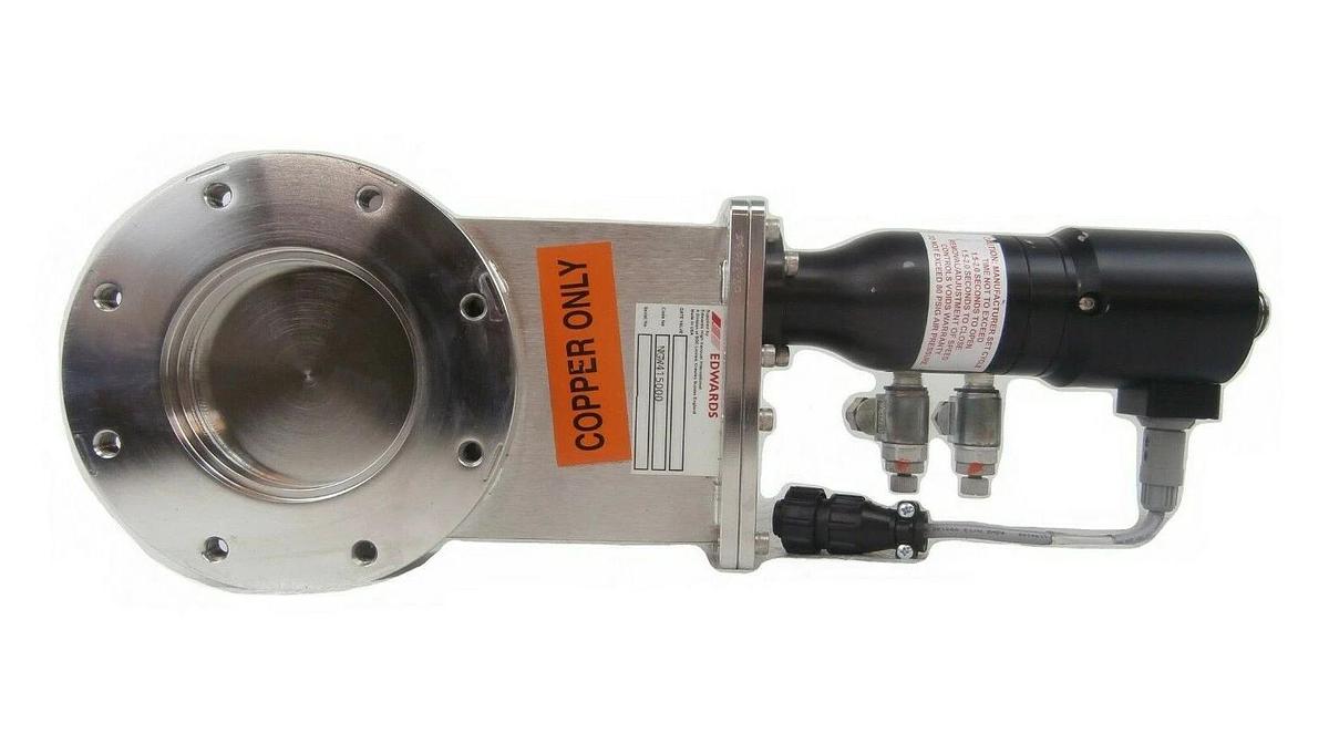 Used Edwards NGW415000 Pneumatic Gate Valve Copper Cu Exposed Working Spare
