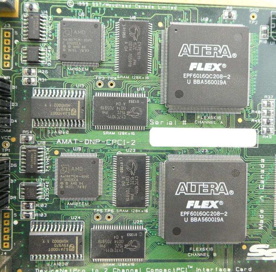 Used SST Woodhead AMAT-DNP-CPCI-2 DeviceNet 2 Channel Interface PCB Card Working
