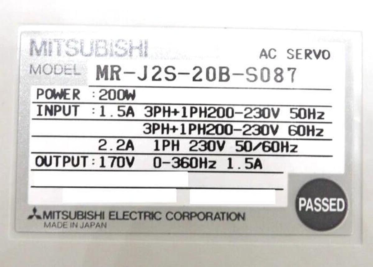 Used Mitsubishi Electric MR-J2S-20B-S087 AC Servo Driver MELSERVO Lot of 2 Working