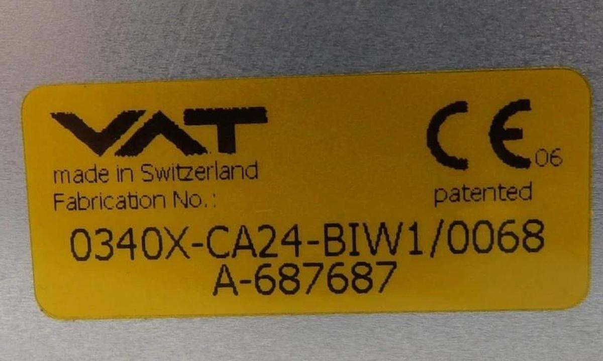 Used VAT 0340X-CA24-BIW1 300mm Pneumatic Chamber Slit Valve Working