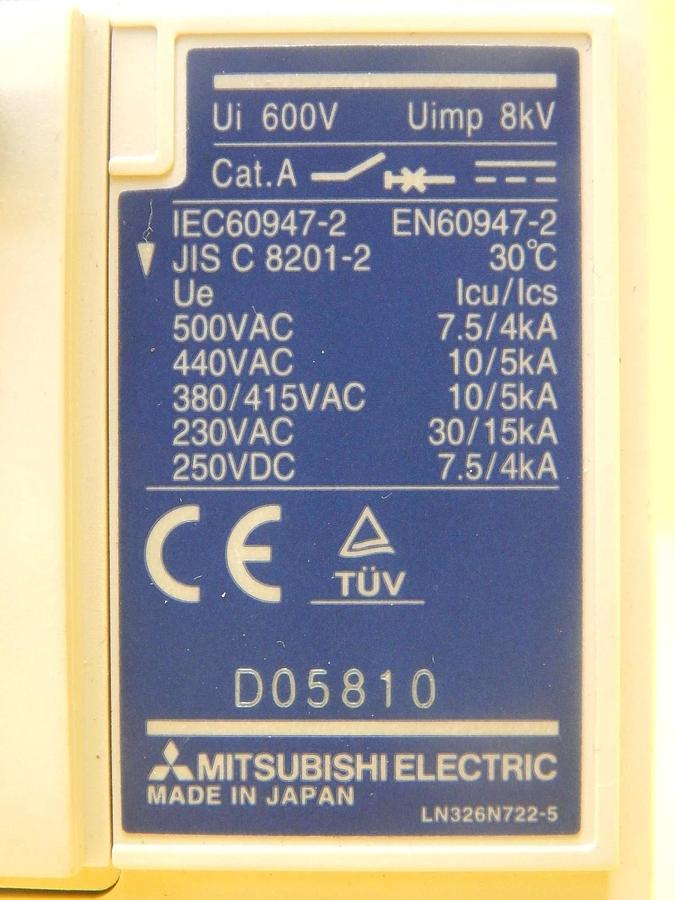 Used Mitsubishi NF100-CWU3 075 Circuit Breaker NF100-CWU Reseller Lot of 4 Used