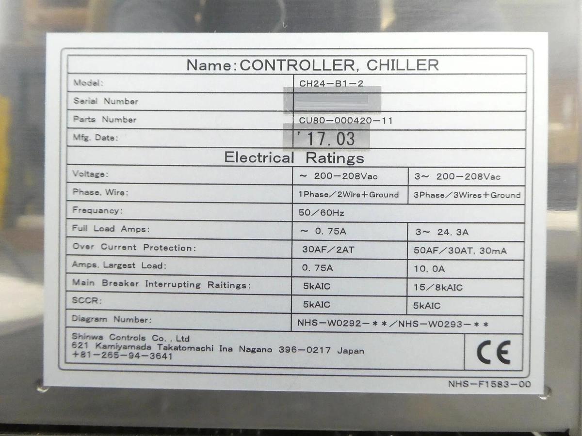 Used Shinwa Controls CH24-B1-2 Chiller Controller TEL CU80-000420-11 Spare Surplus