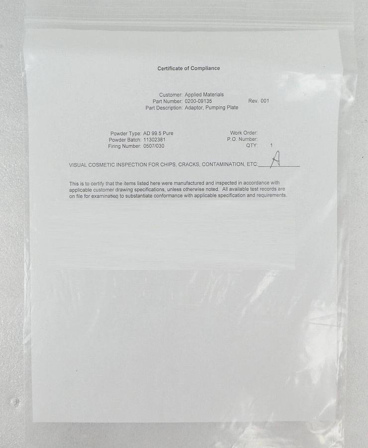 AMAT Applied Materials 0200-09135 150mm Pumping Plate Reseller Lot of 3 New