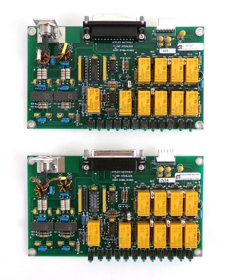 Used AMAT Applied Materials 0100-01865 TC Amp Interlock PCB Reseller Lot of 2 Spare