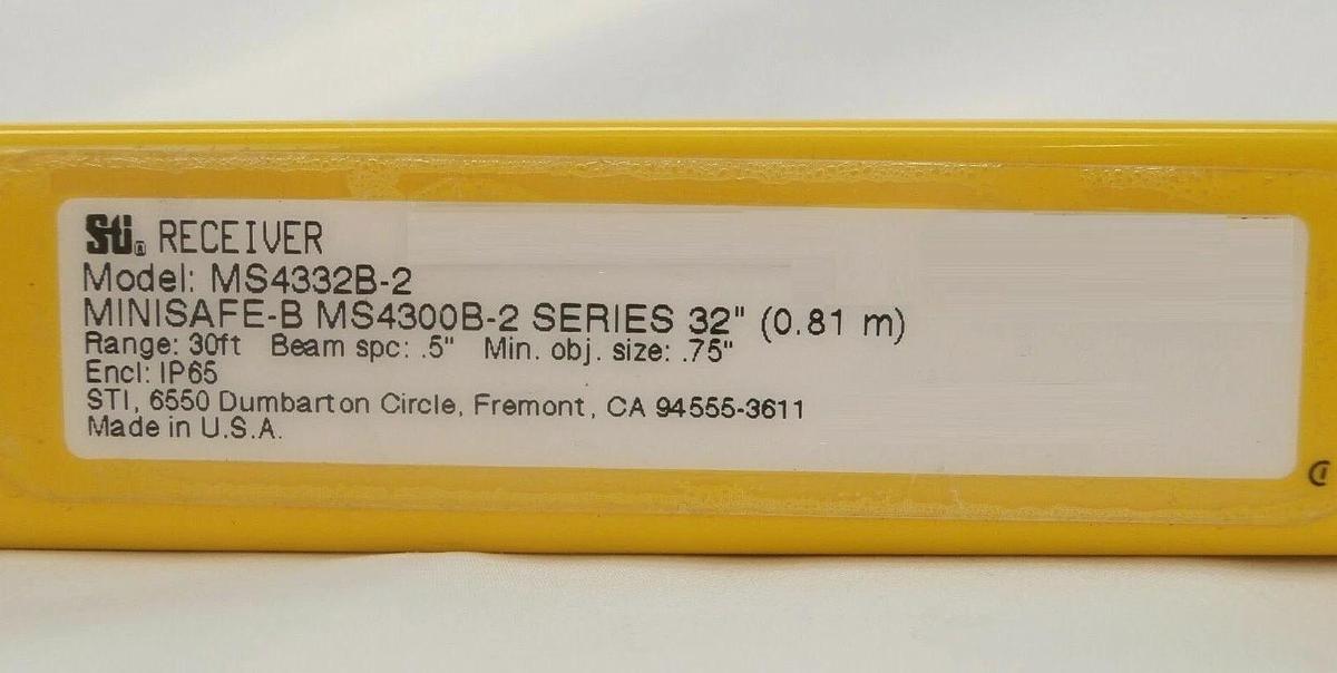 Used Sti MS4332B-2 Light Curtain Transmitter and Receiver Set of 2 MS4300B-2 Working