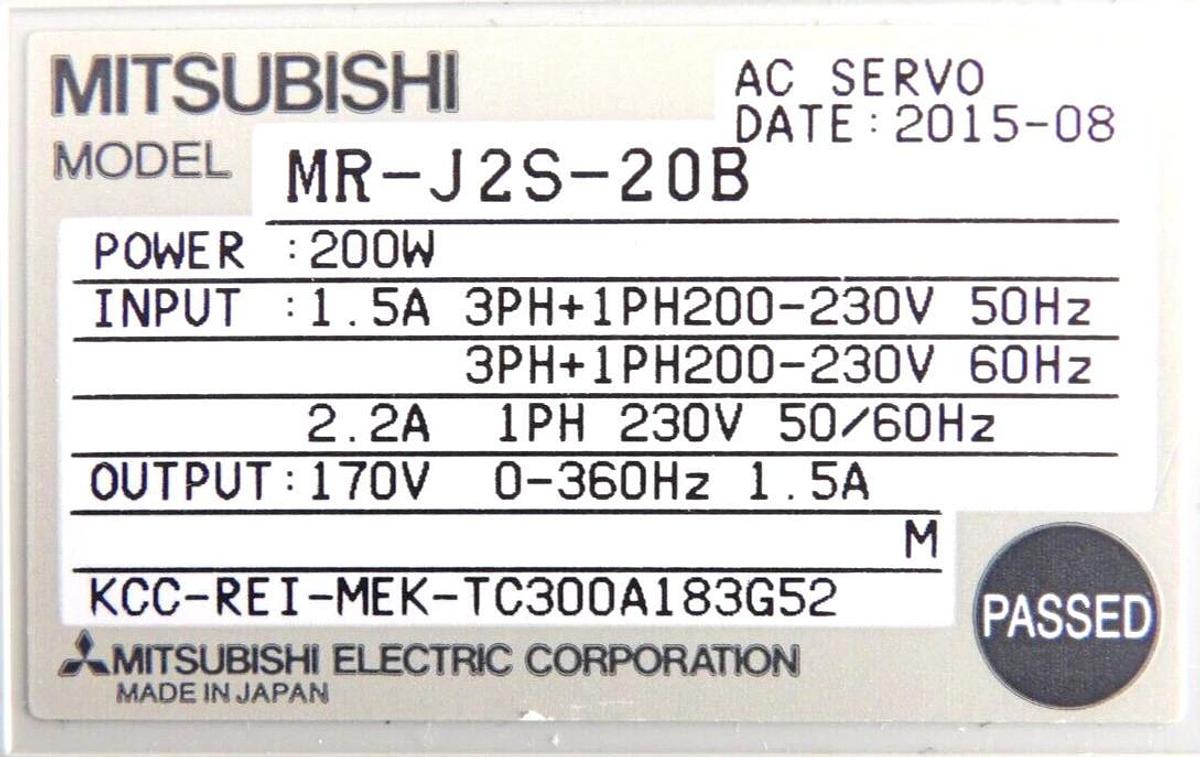 Used Mitsubishi Electric MR-J2S-20A MR-J2S-20B AC Servo Driver MELSERVO Lot of 10