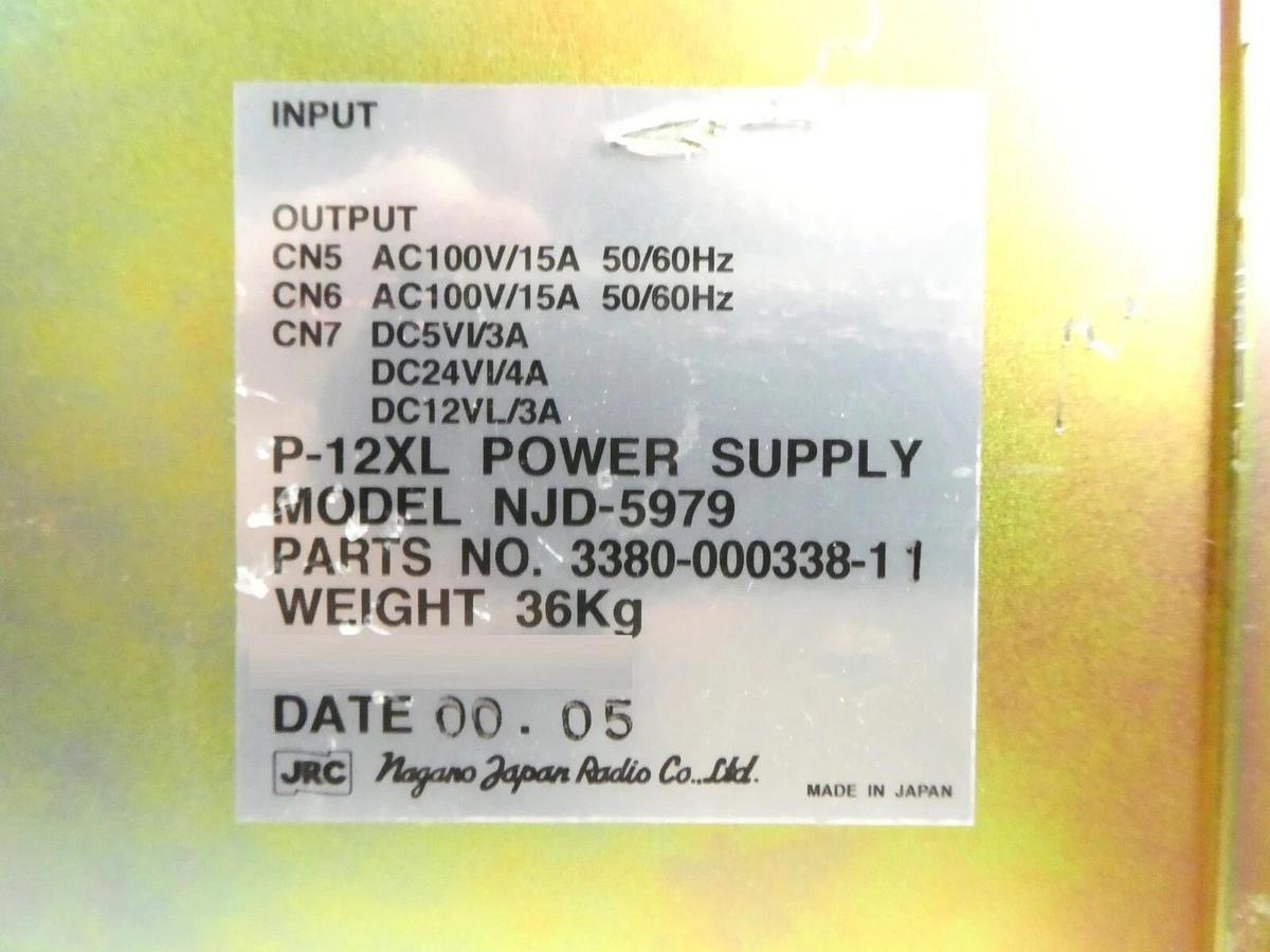 Used Nagano JRC 3380-000338-11 Power Supply NJD-5979 TEL Tokyo Electron Untested