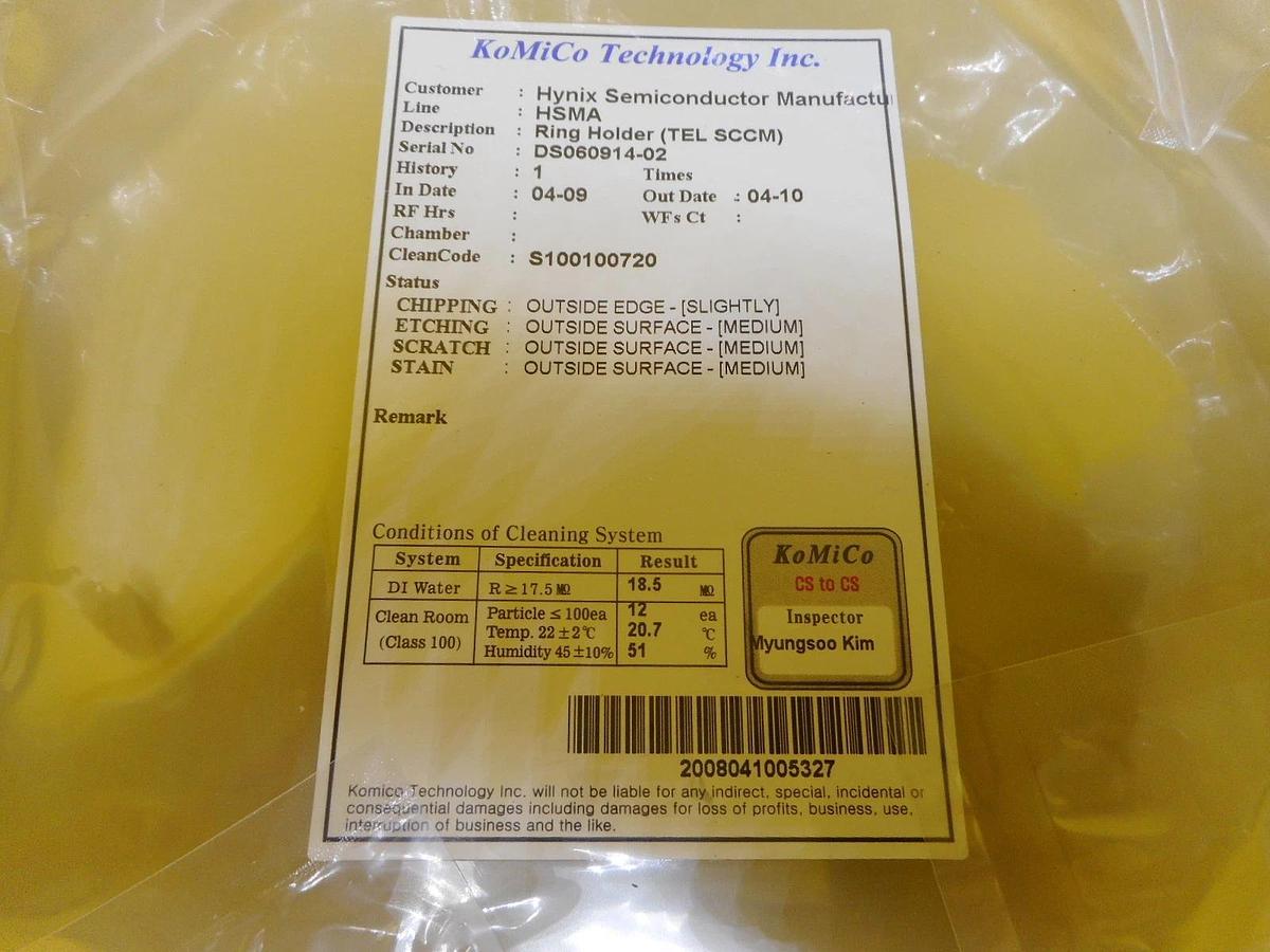 Used TEL Tokyo Electron Limited Quartz Ring Holder SCCM Used Working