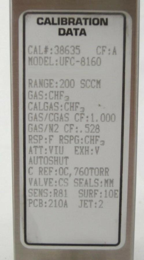 Used UNIT Instruments UFC-8160 Mass Flow Controller MFC 200 SCCM CHF3 Working Spare