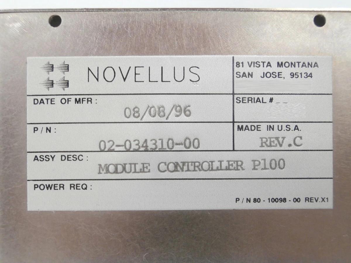 Used Novellus Systems 02-034310-00 Module P100 Controller 647633-203 No Cards Surplus
